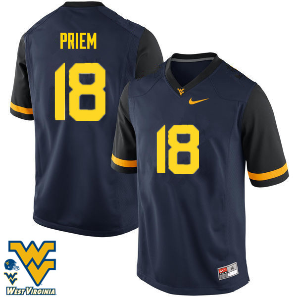 NCAA Men's Nick Priem West Virginia Mountaineers Navy #18 Nike Stitched Football College Authentic Jersey KG23T01WY